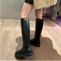 Long boots Women 2020 new back zipper high boots but knee thick bottom thick heel show legs straight boots Knight boots