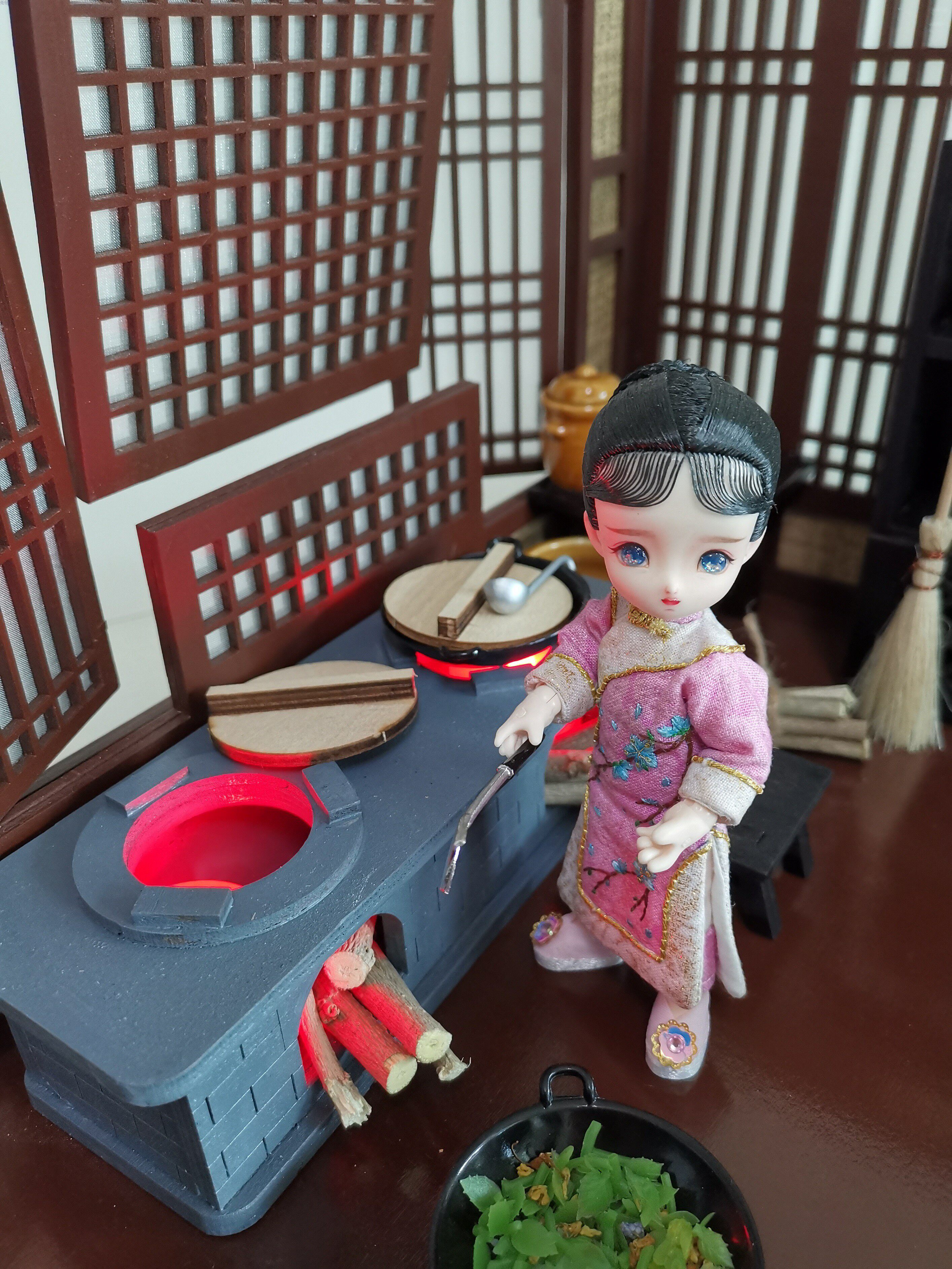 bjd场景道具娃屋 12分娃用厨房 食玩配件摆件家具厨具炉灶 灶台