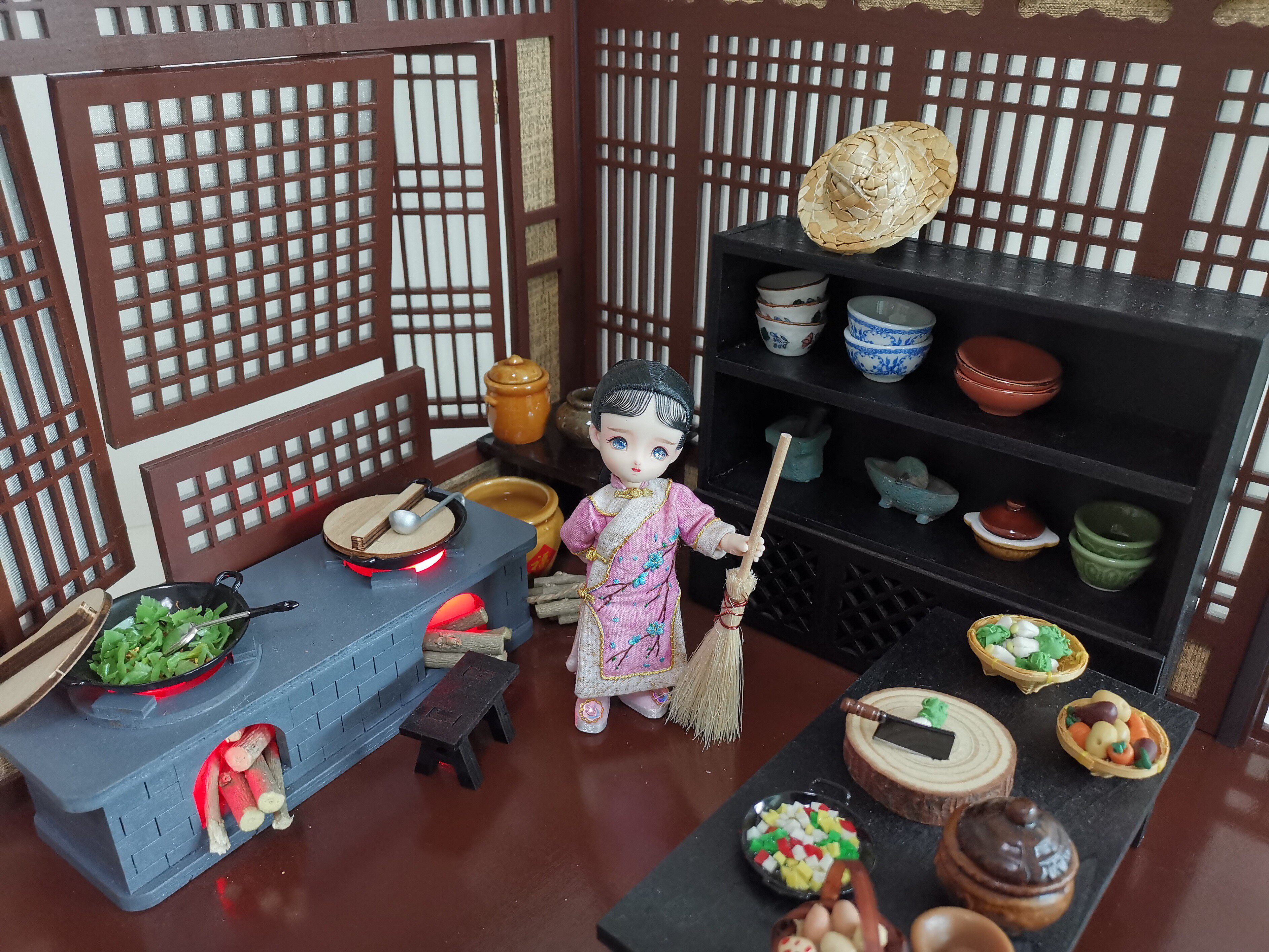 bjd场景道具娃屋 12分娃用厨房 食玩配件摆件家具厨具炉灶 灶台