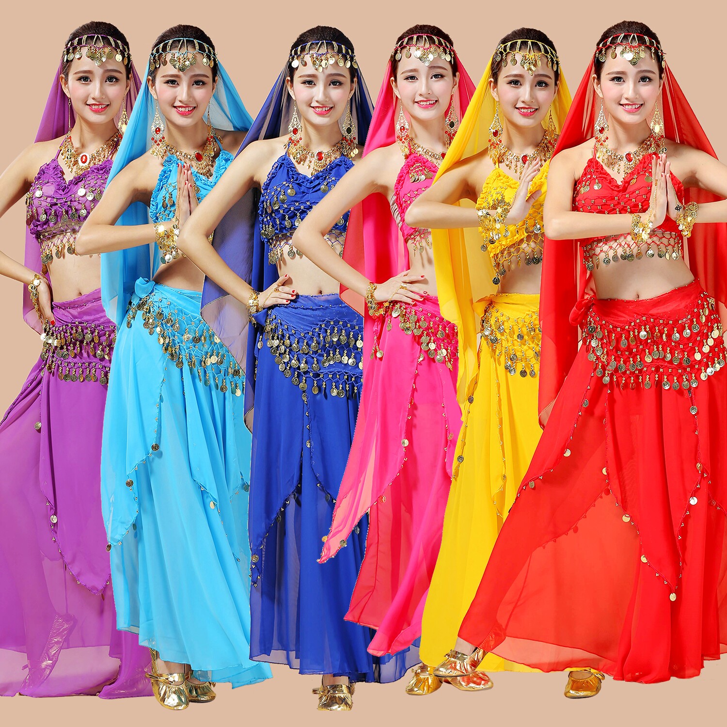 Special price India Dance Out of service Practice Suit Stage Suit Belly Leather Dance Suit Skirt Lotus's High-end Dance Suit
