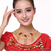 Special Indian dance performance accessories Belly dance costume Necklace Dance performance neck chain Three bright diamonds necklace