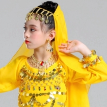 Children Belly Dance costume Headdress Head Scarf Earrings Bracelet Necklace Hijab Indian dance performance accessories Hairpin