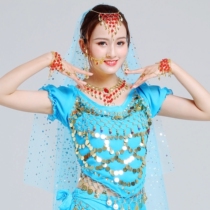 Belly national dance costume Red bead headdress Head scarf Earrings Bracelet necklace jewelry Indian dance performance accessories