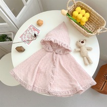 Baby cloak spring and autumn baby girls cloak windproof quilt princess outing shawl coat fashionable one year old spring