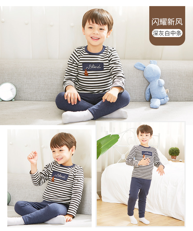 Lala pull boy tinh khiết cộng với bộ đồ lót nhung đôi dày cotton đồ lót nhiệt mùa thu quần áo mùa thu và mùa đông 1-17 tuổi đồ bơi bé gái
