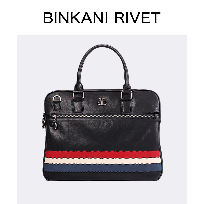 French binkani handbag men's leather business casual briefcase men's first layer cowhide men's bag fashion large capacity