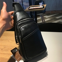 Mens Chest Bag Genuine Leather 2021 New Tide Head Layer Cow Leather Small Backpack Mens Korean Version Soft Leather Male Slanted Satchel Bag