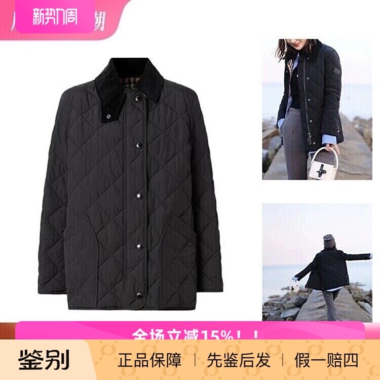 [Domestic Stock] Burberry/ Burberry Lapel Barn Jacket with Stitching, Cotton Coat, Black 8021751