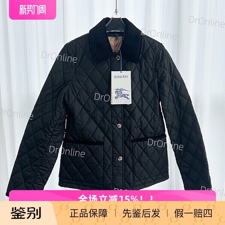[Domestic Stock] Burberry/Burberry Lapel Single-Breasted Quilted Jacket Cotton Coat Black 8107510