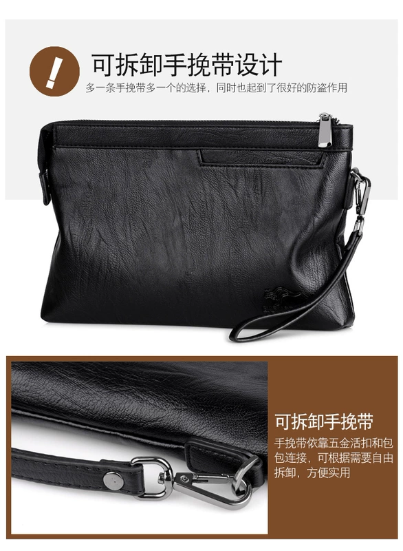Túi xách nam mới túi xách nam công suất lớn ly hợp túi phong bì túi pu mềm da giản dị kẹp túi ví thời trang Hàn Quốc