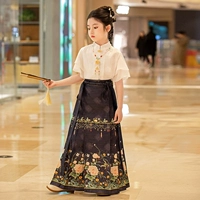 Синий комплект, круглый веер, в цветочек