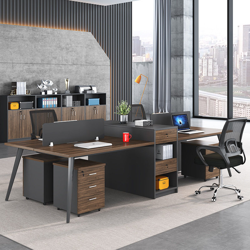 Screen combination desk single financial staff desk chair 2 4 6 staff desk work position with high cabinet