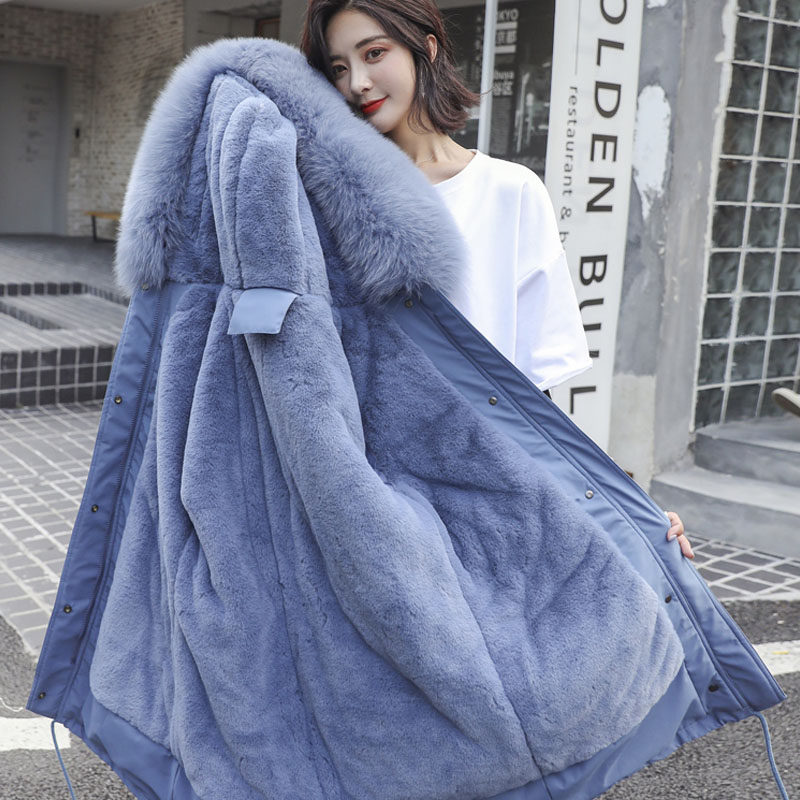 棉衣女冬2019新款韩版棉服加绒中长款派克服宽松ins港风厚外套潮