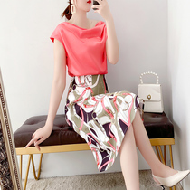 Brother-in-law Suite of women 2022 new summer light-cooked ethos Gentresses Gentle Wind and printed half-body dress Two sets