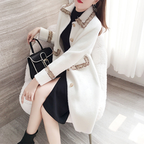 White Imitation Mink Suede Big Coat Woman Mid Korean version 2022 new early spring Korean version Temperament Loose 100 Hitch Coat