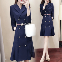 Early spring blue windsuit woman in the middle of 2022 new conspicuous suit jacket dress Inn dress Inn ethos