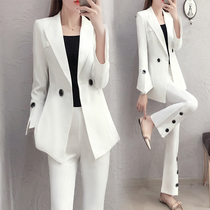 Autumn white small suit suit female fashion temperament professional president formal overalls two-piece Western style pants
