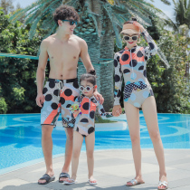 Parent-child family set one-piece long-sleeved swimsuit anti-triangle one-piece slim large size swimsuit women mens beach pants