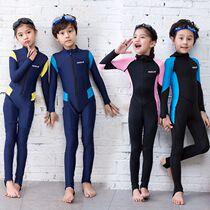 Childrens sunscreen swimsuit One-piece long-sleeved wetsuit Baby bathing suit Snorkeling water play men and women Middle and large children jellyfish women