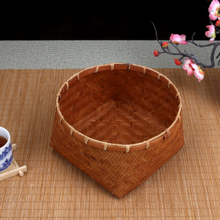 竹编纯手工竹编小篓子零食点心收纳筐家用复古小竹篮茶点盘竹制品