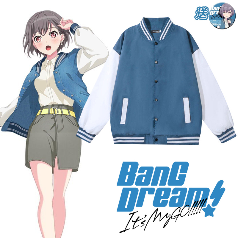 Takamatsu Tomo's same style BangDream Mygo merchandise sports baseball jacket for spring and autumn, cosplay clothing for men and women.