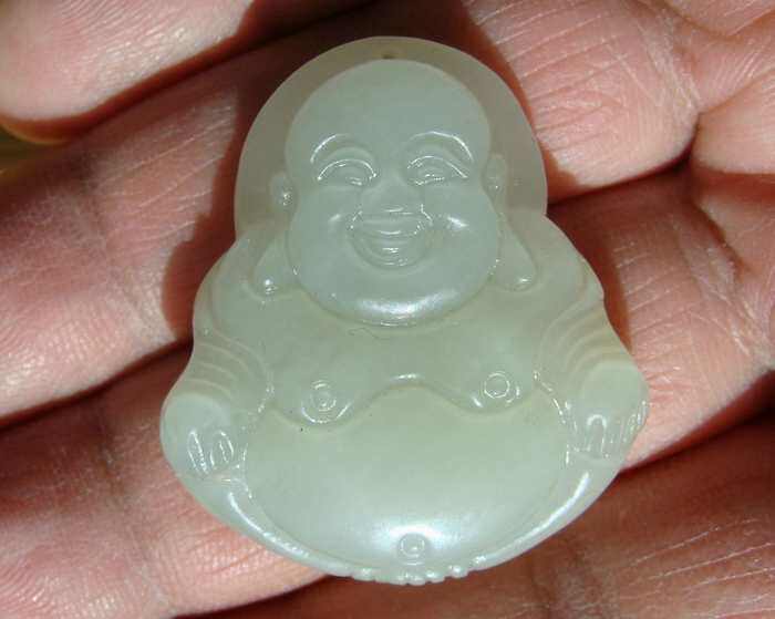 Qinghai Kunlun Jade (White Jade)----Laughing Mouth Always Open Pendant----3#