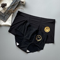 Thin couple panties summer ice silk sexy incognito mid-waist cartoon comfortable and breathable black couple suit