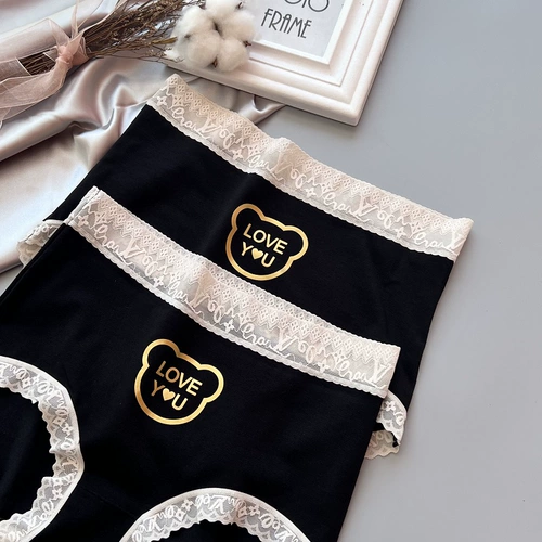 Нижнее белье, хлопковые дышащие комфортные штаны, мужские мультяшные трусы для влюбленных, высокая талия