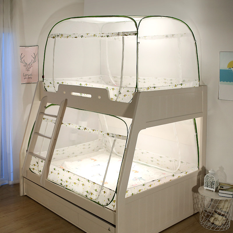 Free installation of child and mother bed student dormitory mosquito net yurt dormitory upper and lower bed bunk integrated storage zipper