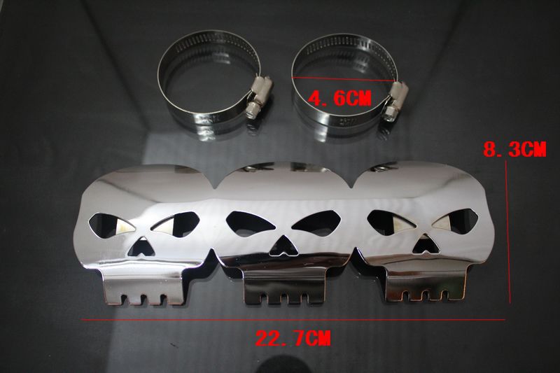 Phụ kiện xe máy sửa đổi retro ngọn lửa trang trí hộp sọ thẳng ra khỏi ống xả cách nhiệt chống vỏ sắt cách nhiệt - Ống xả xe máy bô xe máy wave alpha