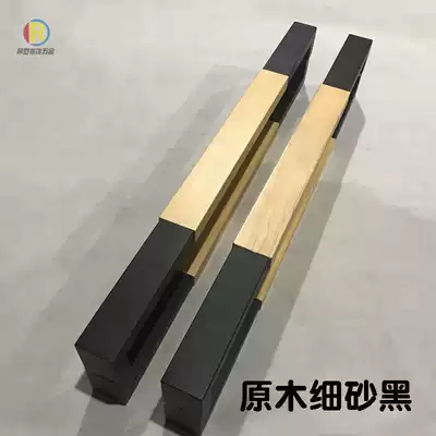 Glass door Wooden door handle Chinese log solid wood square tube door hotel door handle LOGO custom lettering black