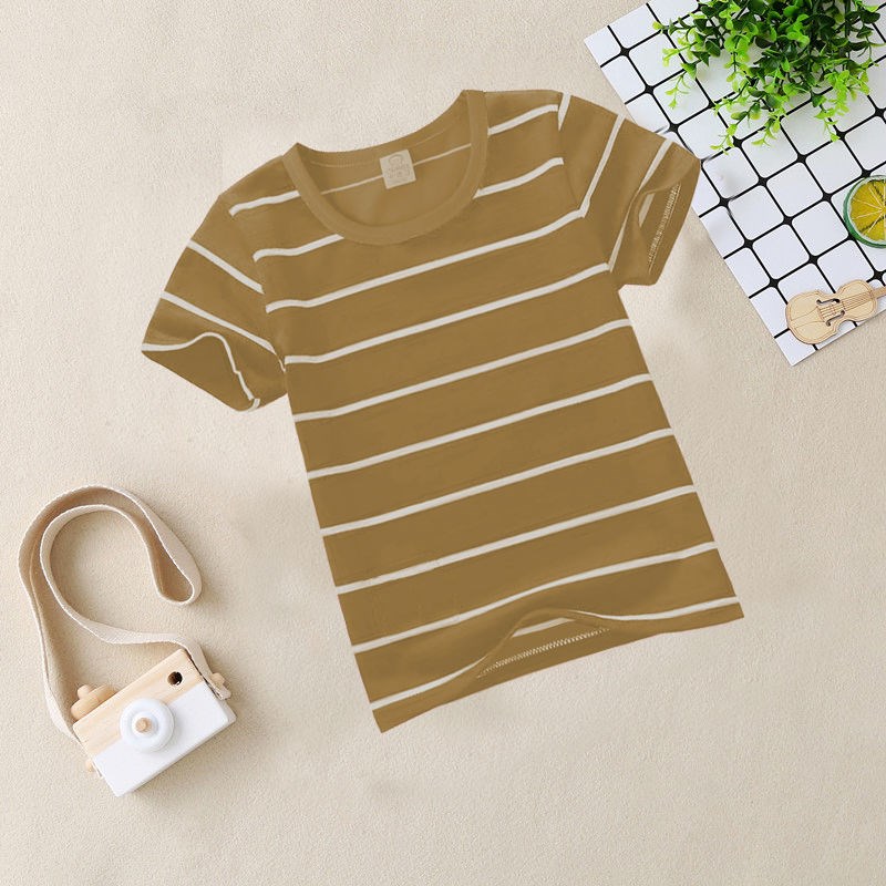 Trẻ em mặc bé trai dài tay áo T-shirt mùa xuân và mùa thu mới trẻ em cao áo khoác bông sọc mỏng t-cổ childrens đáy.