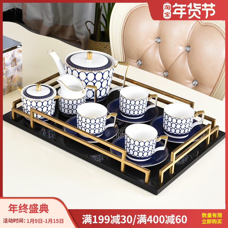 Neoclassical European ceramic coffee cup coffee set model room blue palace creative home decorations
