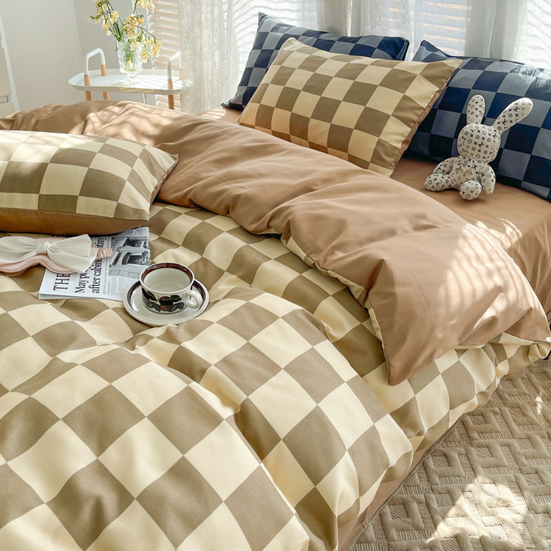 Four-piece set of pure cotton bedding washed cotton four-season universal bed sheet quilt cover three-piece dormitory single