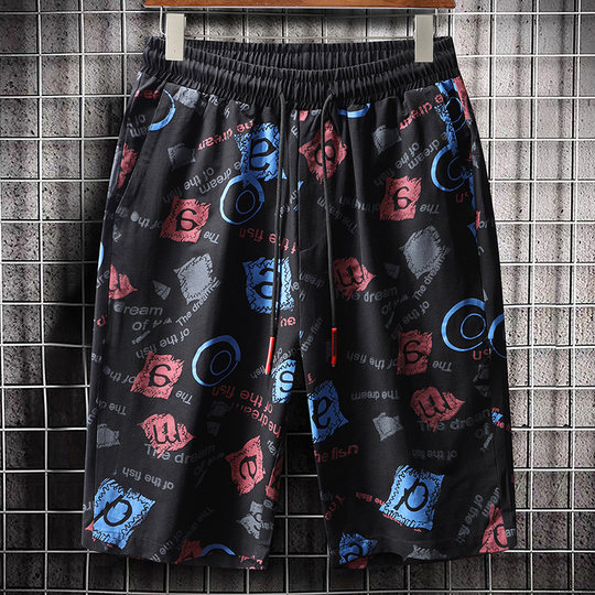 Men's Summer Shorts, Plus Size, Loose Fit, Suitable for Overweight Men, Suitable for Outdoor Wear, 200 Jin (100 kg), 5-Point Length, Trendy, Elastic Mid-Length Pants