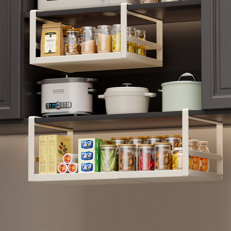 Expandable Kitchen Storage Rack, Spice Organizer, Cabinet Hanging Basket, Under-Cabinet Hanging Shelf