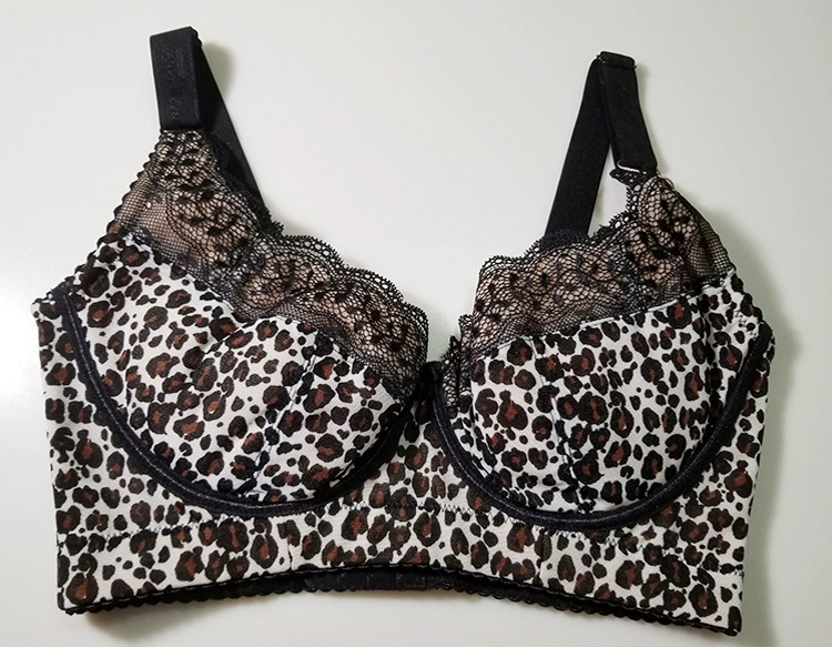 Áo lót có thể điều chỉnh độ nhẹ K28 Nở ngực Leopard Print Summer Sexy Back Gathering Bra - Push Up Bras