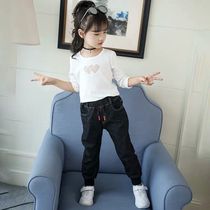 Childrens clothing girls jeans 2020 Spring and Autumn new childrens foreign trousers in the big child girl baby 4-12 tide