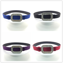 Diamond RV ladies rhinestone square buckle leather belt Diamond satin skirt belt belt waist seal