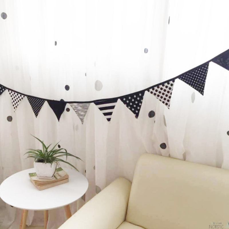 Nordic Stars Wall Adornment Children Room Decoration Black & White Pure Cotton Cloth Triangle of Banner Party Laspend