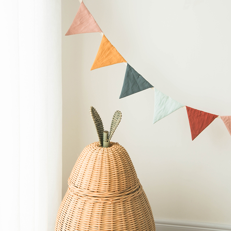 Triangular Flags for Children's Rooms, Kindergarten, Baby Birthday Decorations, Pure Cotton Bunting, Trendy Homestay Party Decoration Flags