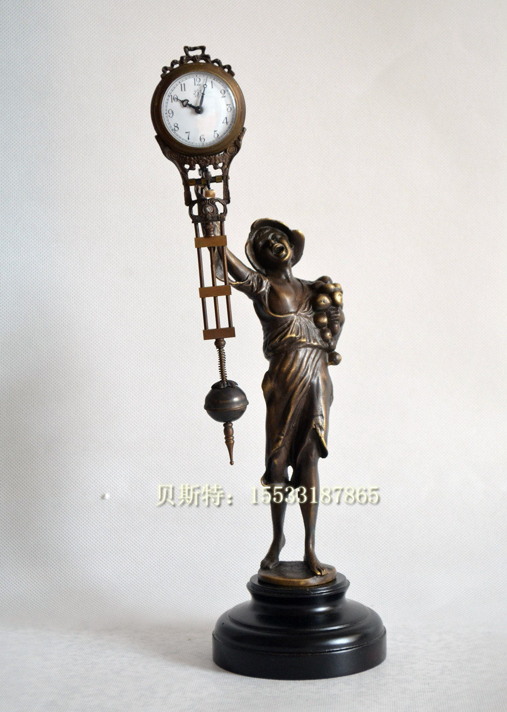 Swing bell Machinery Atlantic figure pure copper rocking meter old mechanical clockwork small seat clock to play