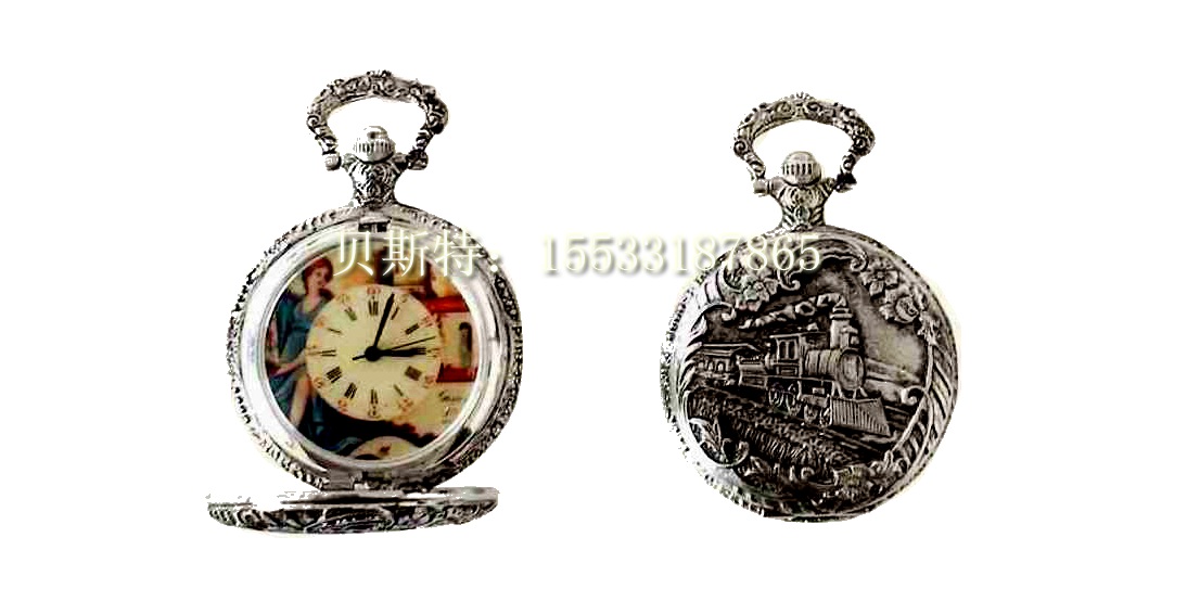 Pocket watch Mechanical vintage winding pendant Silver plated vintage pocket watch European-style Western clock imitation reflux clock