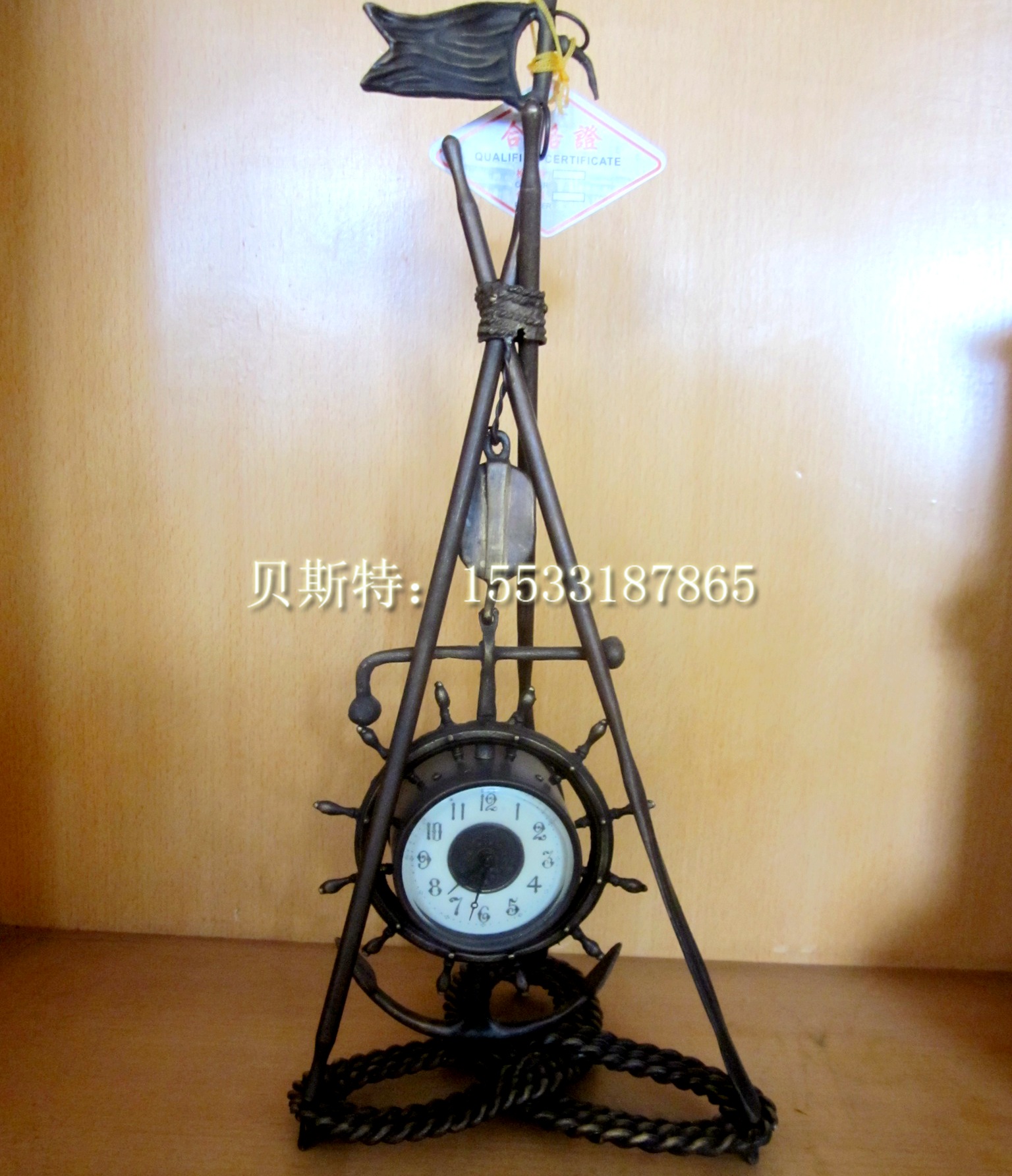 Shipping rudder watch) Derrick clock) Antique mechanical table clock) Interesting living room decoration creative winding clock