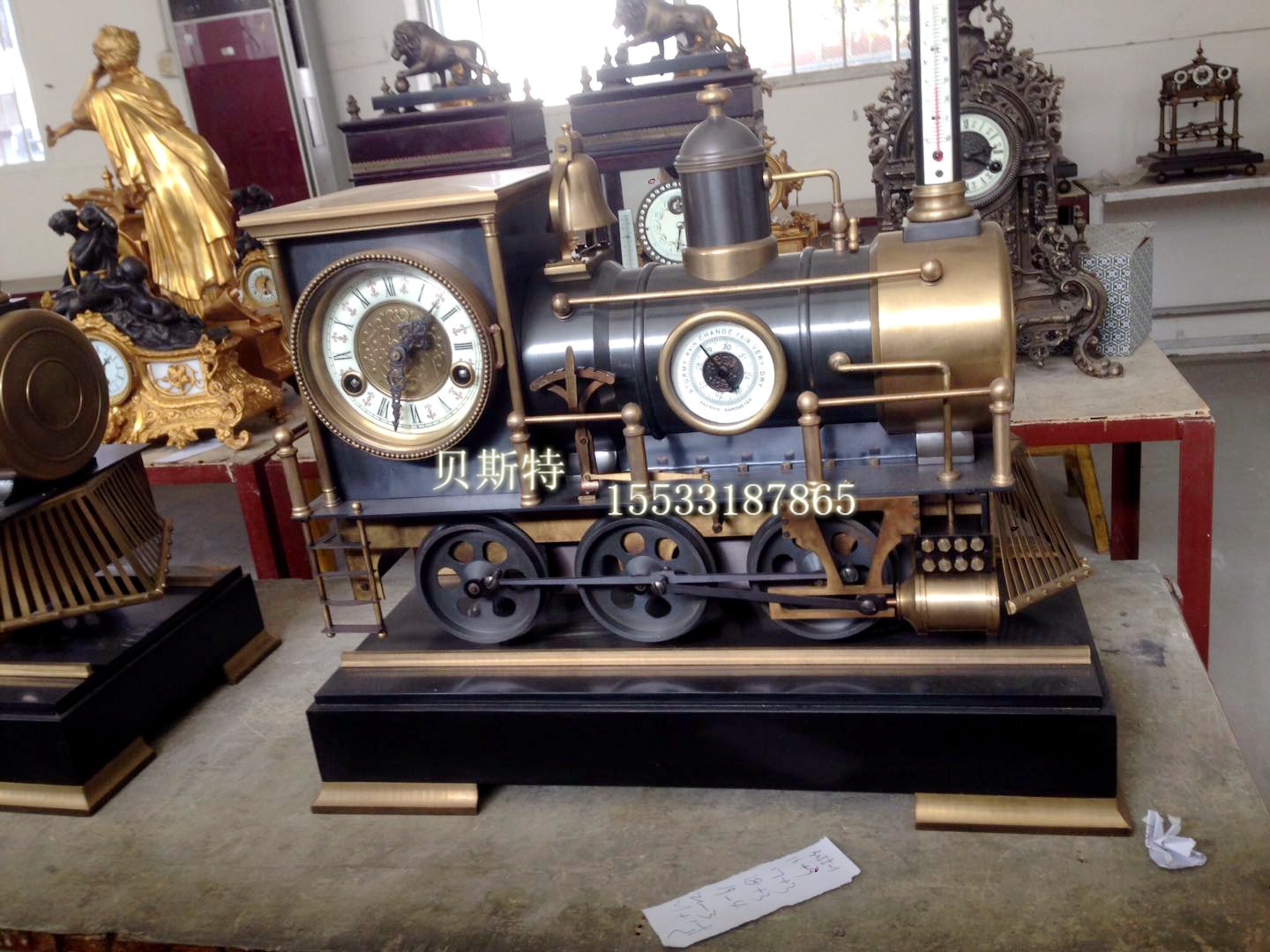 Train clock Classical mechanical copper - copper - imitation of Palace Museum clock - string mechanical clock semi - linked
