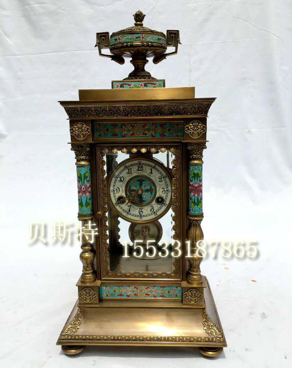 Watch Mechanical copper movement Bell Clock Old Hairy Palace Palace Ancient Copper Clock Tai Blue
