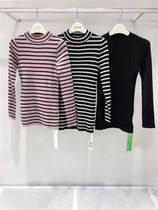 Pregnancy Color Counter Autumn Maternity Half-Turtle Collar Sweater Pullover Slim-fitting Bottoming Shirt Round Neck Striped Thin Top