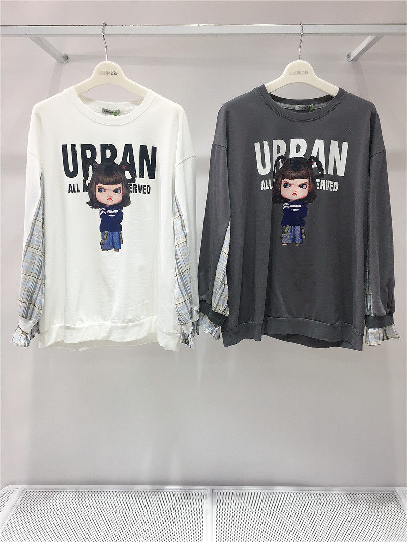 Love beauty mommy 2021 spring new product pregnant women long sleeve pullover sweatshirt casual splicing plaid top 82D101