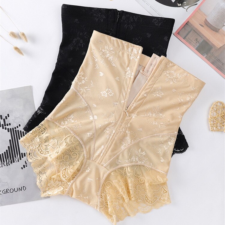 High waist Summer thin underbelly pants postpartum powerful collection of small belly lifting hip plastic body beauty bouquet waist lace underpants