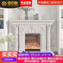 Hao impression European solid wood electric fireplace decorative cabinet American carved white heating Mantel stove 1 5 meters